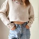 Northern Reflections  Cream Floral Embroidered Knit Sweater Size XL Photo 0