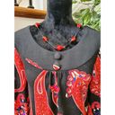 Aryeh  Women Black/Red Polyester Round Neck Long Sleeve Knee Length Dress Size L Photo 1