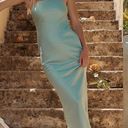 House Of CB  ALETTE JADE SATIN STRAPLESS MAXI DRESS blue size S NWOT Photo 1