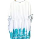 NWT Cabana Life St Pete Embroidered SPF Cover Up White Turquoise Tassel Size S/M Size M Photo 2