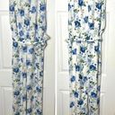 Pretty Little Thing  White Blue Floral Scuba High Neck Tie Waist Jumpsuit Size 12 Photo 4