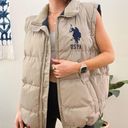 Polo U.S.  Association Embroidered Logo Beige Oversized Quilted Puffer Vest Photo 4