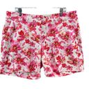 Isaac Mizrahi  Shorts Women 16 Pink Floral Water Color High Rise Stretch Tropical Photo 0