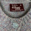 Vintage Blue  Grey Knit Short Sleeve Button Up Sweater Photo 3