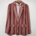 Torrid  Striped Boyfriend Blazer Single Button Front Blush Pink Ivory Womens 2X Photo 0