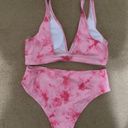 SheIn  tie dye high waisted bikini swimsuit pink 2 piece Photo 2