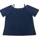 St. John  Sport Navy Blouse Shirt Top w/ Metal Grommet Classic Size Medium Womens Photo 4