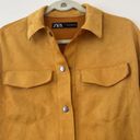 ZARA  Gold Yellow Faux Suede Leather Oversized Jacket Size XSmall Photo 5