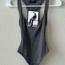 Naked Wardrobe NWT  Charcoal Grey Racerback Bodysuit Photo 1