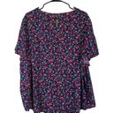 st. john's bay  Black Multicolor Floral Short Sleeve Dressy Blouse Women Sz 2X Photo 1