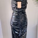 ma*rs NWT  the Label Black Lace-Up Front Bodycon Midi Dress Photo 3