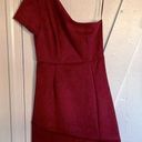 Nsr NWT  Merlot Red Faux Suede Joanna One Shoulder  Mini Dress M Photo 0