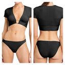 Robin Piccone  Yasmine Ribbed Bikini Bottoms in Black Size Medium NWT Photo 2