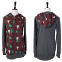 12PM by Mon Ami  Cactus Pullover Hoodie Gray Burgundy Green Size Large Photo 9