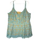 City Chic  So Fancy Sea foam Floral Lace V Neck Spaghetti Strap Peplum Top Photo 4