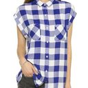 Rails  Cap Sleeve Blue White Check Button Shirt Size XS Photo 0