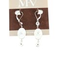 ma*rs New  and Valentine Vintage Sterling Silver Pearl Rose Crystal Dangle Earring Photo 6