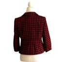 Houndstooth Semantiks Jacket Red Black  3/4 Sleeve Career Blazer Size 8 Petite Photo 4