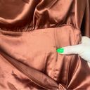 Petal and Pup  Opal Rust Satin Long Balloon Sleeve Wrap Mini Dress 8 Photo 14