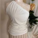 Naked Wardrobe  White Asymmetrical one shoulder Tank Sz L NWT Photo 3