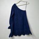 Hill House  'The Mila Dress' One Shoulder Navy Blue Linen Women's Small NEW Photo 5