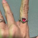 Ruby 925 Heart  And Diamond Ring Size 7 Photo 1