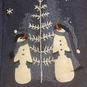 Croft & Barrow  Blue Ugly CHRISTMAS‎ Zip Cardigan Vintage XL Snowmen Holiday Photo 3