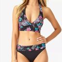 Anne cole  black floral bikini. L-top/M-bottom. NWT Photo 0