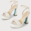 Betsey Johnson  Something Blue Beth Embellished Platform Sandals Bridal White 10 Photo 0