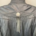 Harley Davidson  Motorcycle Vintage Black Leather Fringe Jacket Size Small Riding Photo 6