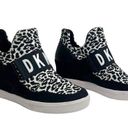 DKNY  Cosmos Black & White Animal Print Hidden Wedge Sneakers Photo 0