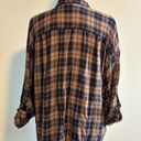 Max Studio Brown & Blue Long Sleeve Flannel Button Down Shirt Size L Photo 3