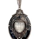 Onyx 925 Silver Sajen Goddess Face Mother of Pearl PENDANT Black Obsidian  Gems Photo 2