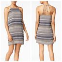 Kensie  Halter Shift Dress Sundress Back Detail Abstract Striped Lined Blue M NWT Photo 1