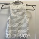 ZARA  knit crochet lace trim off white cream summer shirt Photo 3