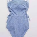 Aerie Pique Printed Lace Up Bandeau One Piece Swimsuit Photo 7