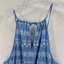 Ann Taylor LOFT Blue Floral Cotton Elastic Waist Embroidered Halter Romper Large Photo 6