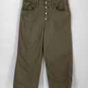 Levi's  Mile High Cropped Wide Leg Jeans High Waist Button Fly Sz 30 Olive Green Photo 0