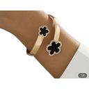 Twisted 18k Gold plated Lucky Flower Geometric  Cuff Bangle Photo 1