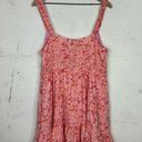 American Eagle  Pink Orange Floral Peplum Ruffle Hem Mini Strap Dress XXL Photo 5