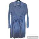 NWOT Calvin Klein Blue & White Striped Tie Front Shirt Dress 100% Cotton Size 8 Photo 0