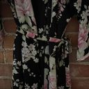 Oscar de la Renta VTG  Pink Label Black Large Format Floral Robe size S Photo 3