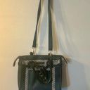 Big Buddha  Straw Satchel Black and White Removable Shoulder Strap Photo 0