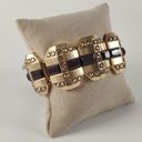 J.Crew  Gold/Eggplant Art Deco Stretch Bracelet Photo 0