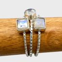 Sterling Silver Rainbow Moonstone Stacker Ring Trio - Sz 6 Photo 2