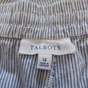 Talbots  Size 12 Linen Blend Pull On Drawstring Pants Blue White Stripe Flowy Photo 5