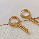 18K Gold Plated Circle Bar Dangle Drop Earrings for Women,Huggie Hoop Earrings Photo 0