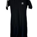 Adidas  Black with White Stripe Short Sleeve Athletic T-Shirt Dress Womens Small Photo 0