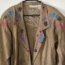 American Vintage Vintage 80s Marc D'Alcy Embroidered Beaded Blazer Womens Size 10 Brown Geometric Photo 4