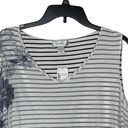 cj banks  Women's 1X Floral Sheer Striped Tank Top Plus Size Stretch V-Neck NWT Photo 1